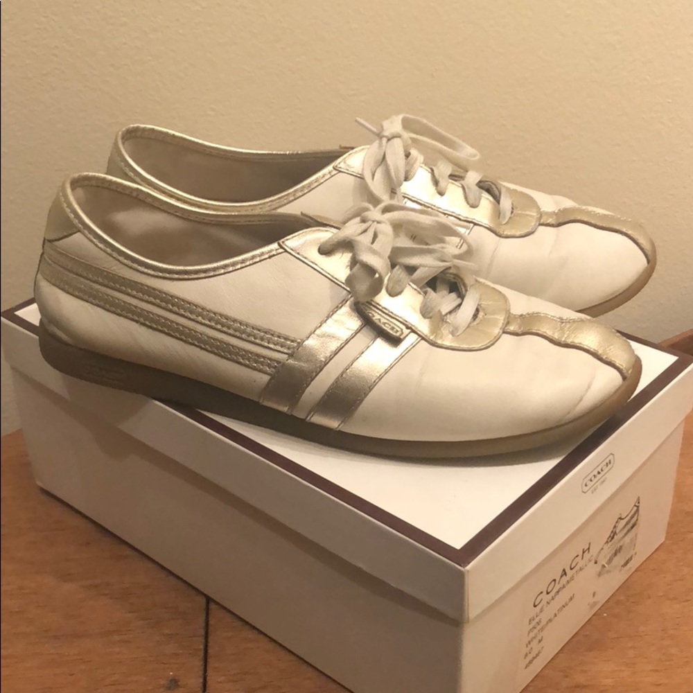 Coach Women’s Leather Sneakers White/Platinum Sz 8